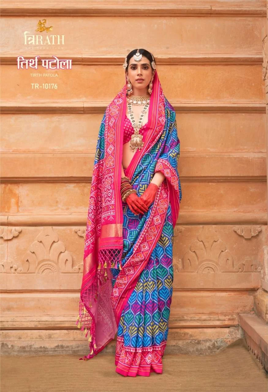 Trirath Tirth Patola Soft P.V.Silk Wholesale Fancy Sarees Catalog — Wholesale Sarees, MPA wholesale from Surat - Gallery Image 5